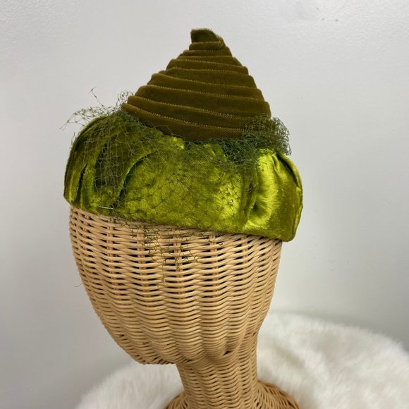 Vintage 60s Green Swirl Hat Genie Dome Birdcage main image 10